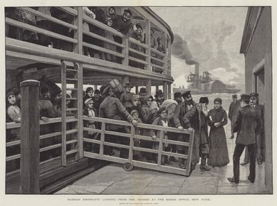 Russian Emigrants Landing from the Tender at the Barge Office, New York by Amedee Forestier